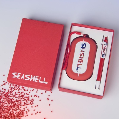 Набор SEASHELL-2:универсальное зарядное устройство(6000 mAh) и ручка в подарочной коробке,синий