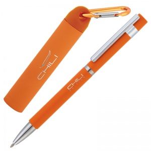 Набор ручка + зарядное устройство 2800 mAh в футляре, покрытие soft touch, оранжевый