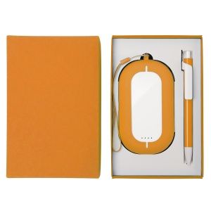 Набор SEASHELL-2:универсальное зарядное устройство(6000 mAh) и ручка в подарочной коробке,оранжевый
