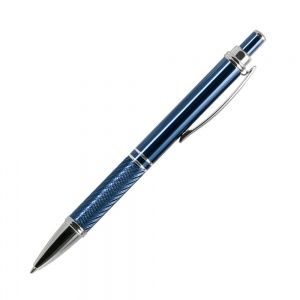 Шариковая ручка, Crocus,корпус- алюминий, покрытие синий, отделка - гравировка, хром. детали