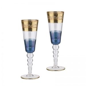Набор для шампанского (2 фужера), синий с золотом