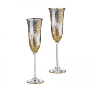 Набор для шампанского (2 фужера), синий с золотом