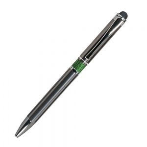 Шариковая ручка, iP, наж. мех-м, корпус-металл.,зеленый, сил. стилус