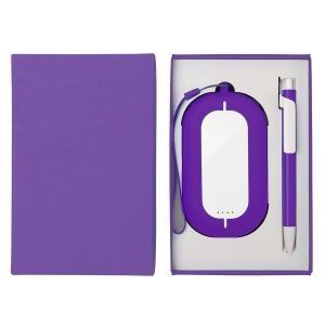 Набор SEASHELL-2:универсальное зарядное устройство(6000 mAh) и ручка в подарочной коробке,фиолетовый