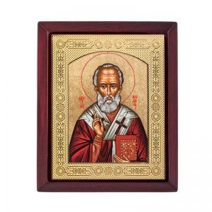 Икона Николая Чудотворца, красный с золотом