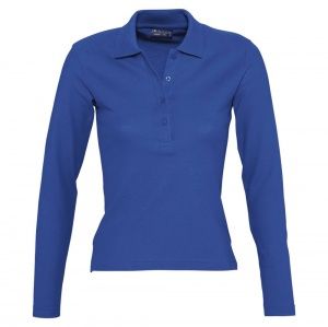 Рубашка поло женская с длинным рукавом PODIUM 210 ярко-синяя, размер M