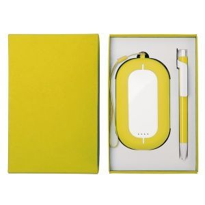 Набор SEASHELL-2:универсальное зарядное устройство(6000 mAh) и ручка в подарочной коробке,желтый