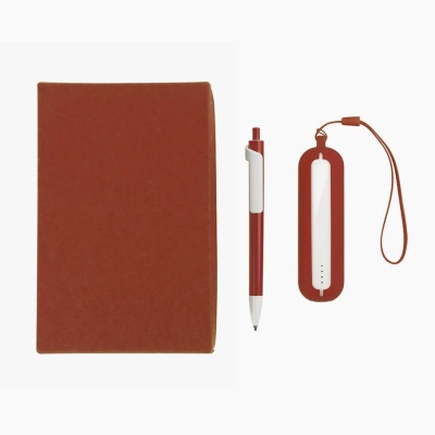 Набор SEASHELL-1:универсальное зарядное устройство(2000 mAh) и ручка в подарочной коробке,красный