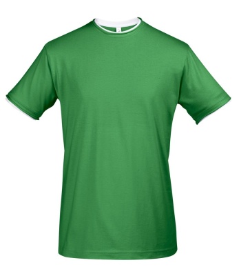 Футболка мужская с контрастной отделкой MADISON 170, насыщенный зеленый/белый, размер L