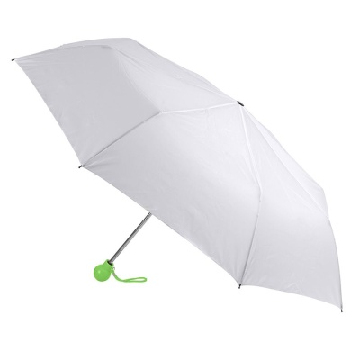 Зонт складной FANTASIA, механический, белый со светло-зеленой ручкой