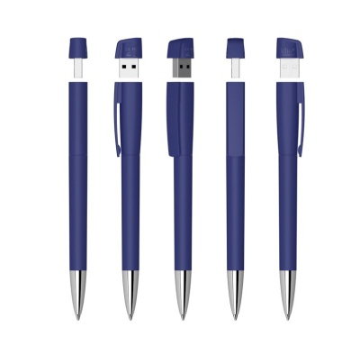 Ручка с флеш-картой USB 16GB «TURNUSsofttouch M», темно-синий