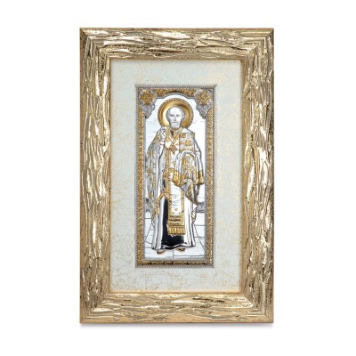 Икона Николая Чудотворца, золотистый с серебром