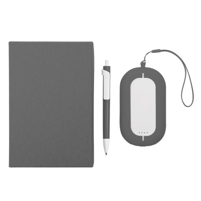 Набор SEASHELL-2:универсальное зарядное устройство(6000 mAh) и ручка в подарочной коробке,серый