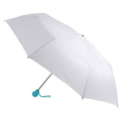 Зонт складной FANTASIA, механический, белый с голубой ручкой