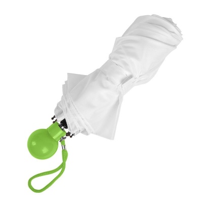 Зонт складной FANTASIA, механический, белый со светло-зеленой ручкой