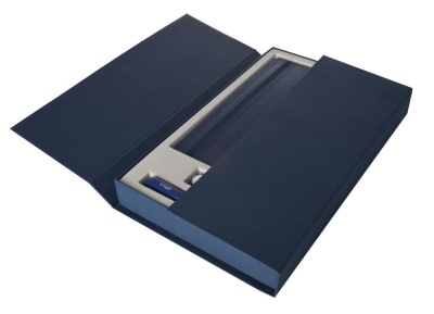 Коробка подарочная под ежедневник, флешку и ручку, синяя