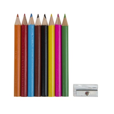 Набор цветных карандашей (8шт) с точилкой MIGAL в чехле, синий, 4,5х10х4 см, дерево, полиэстер