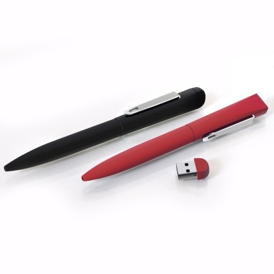 IQ, ручка с флешкой, 4 GB, красный/хром, металл  