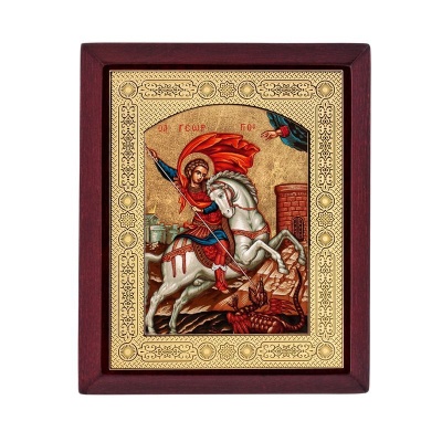 Икона Георгия Победоносца, красный с золотом