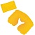Подушка надувная дорожная в футляре; желтый; 43,5х27,5 см; твил; шелкография