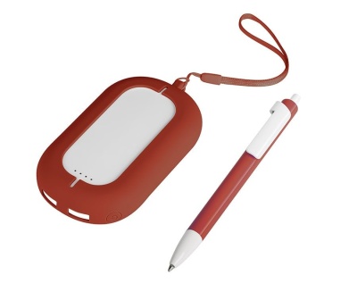 Набор SEASHELL-2:универсальное зарядное устройство(6000 mAh) и ручка в подарочной коробке,красный