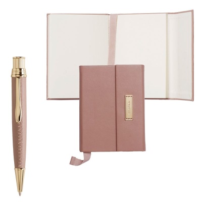 Набор (ручка шариковая, записная книжка), розовый