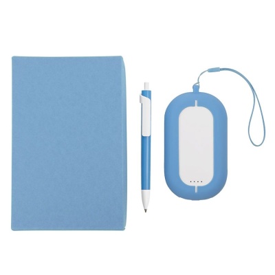 Набор SEASHELL-2:универсальное зарядное устройство(6000 mAh) и ручка в подарочной коробке,голубой