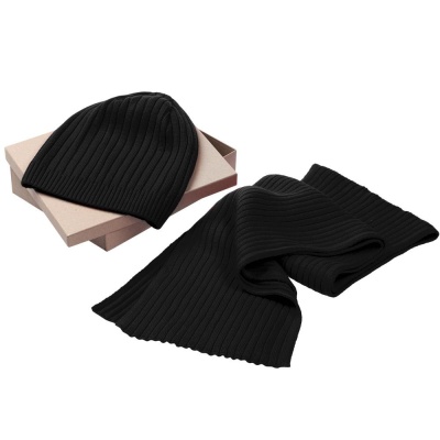 Набор Stripes: шарф и шапка, черный