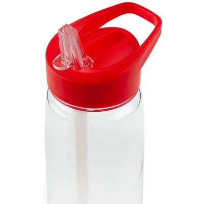 Спортивная бутылка Start, прозрачная с красной крышкой