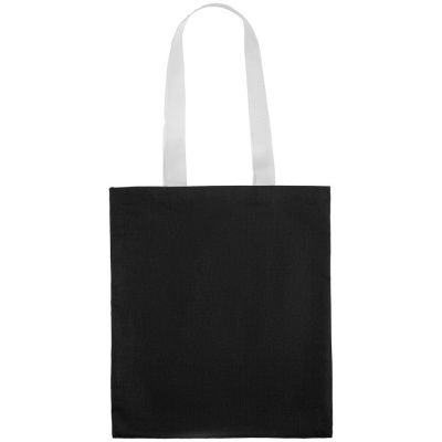 Холщовая сумка BrighTone, черная с белыми ручками