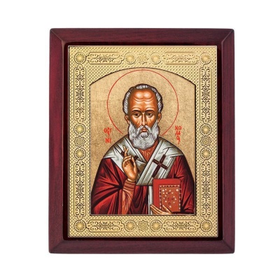 Икона Николая Чудотворца, красный с золотом