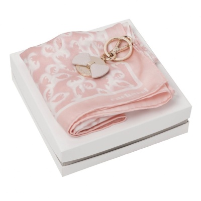 Набор (брелок, платок шейный шёлковый), розовый