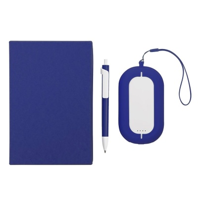 Набор SEASHELL-2:универсальное зарядное устройство(6000 mAh) и ручка в подарочной коробке,синий