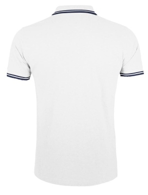 Рубашка поло мужская PASADENA MEN 200 с контрастной отделкой белая с синим, размер 3XL