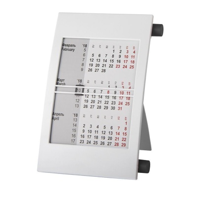 Календарь настольный на 2 года; белый с черным; 18х11 см; пластик; тампопечать, шелкография